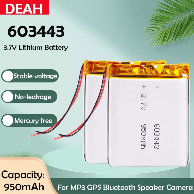 1-2PCS 3.7V 950mAh 603443 Rechargeable Lithium Polymer Battery For MP3 MP4 GPS Camera LED Light E-book Alarm Bluetooth Speaker
1-2PCS 3.7V 950mAh 603443 Rechargeable Lithium Polymer Battery For MP3 MP4 GPS Camera LED Light E-book Alarm Bluetooth Speaker