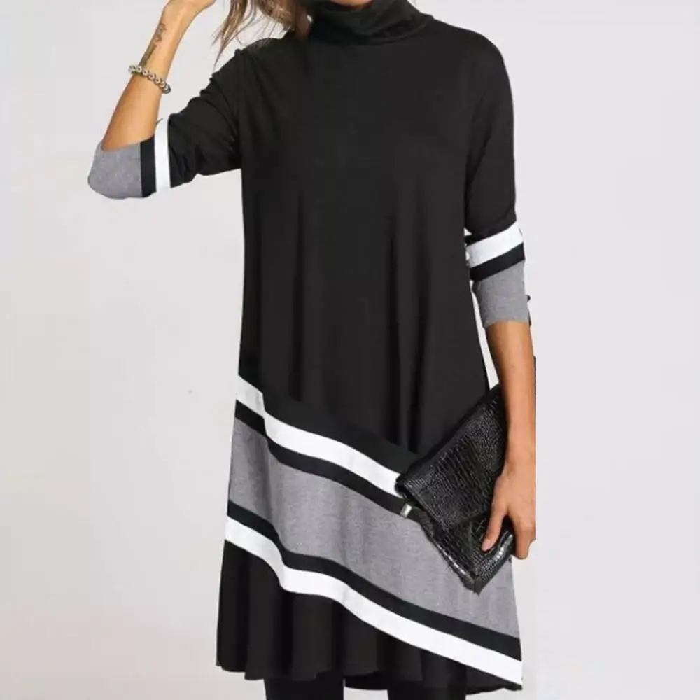 Loose Women Midi Dress Dress Floral Print Long Sleeve Autumn Winter Stripes Turtleneck Midi Dress
Loose Women Midi Dress Dress Floral Print Long Sleeve Autumn Winter Stripes Turtleneck Midi Dress