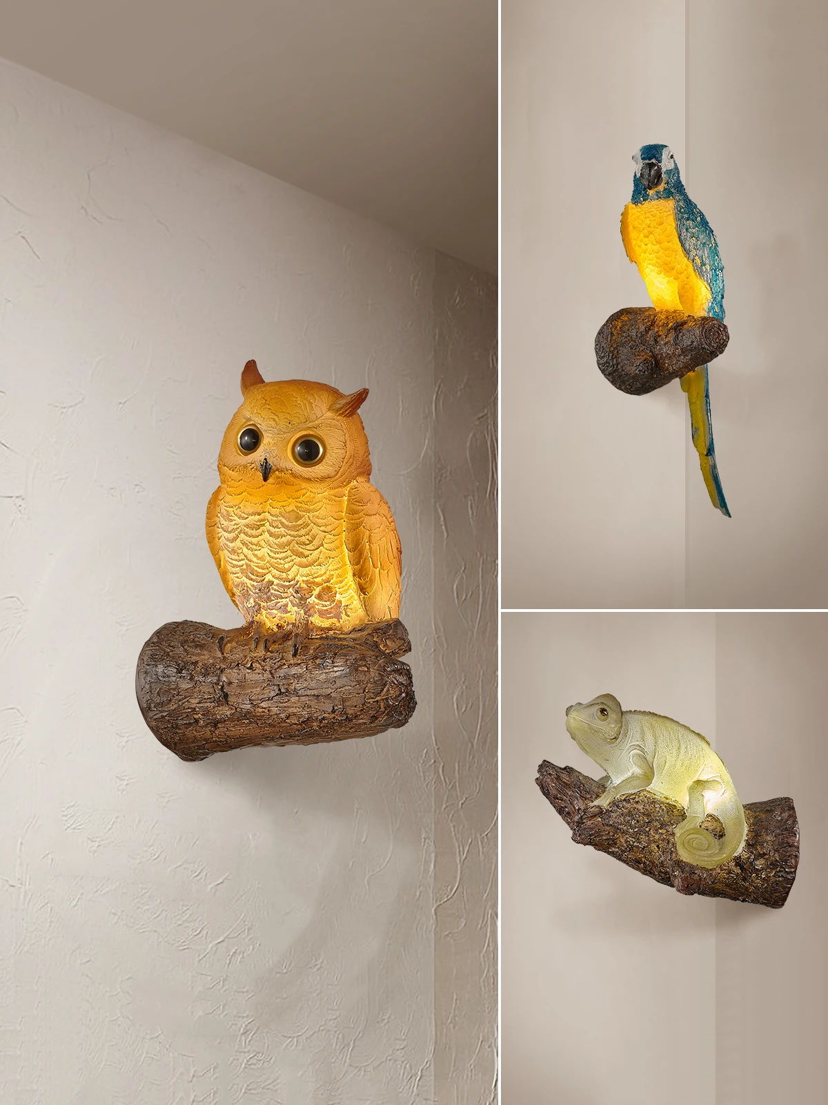 

Animal wall lamp, owl, parrot, lizard cafe, bar, American retro industrial style, creative personality decoration
