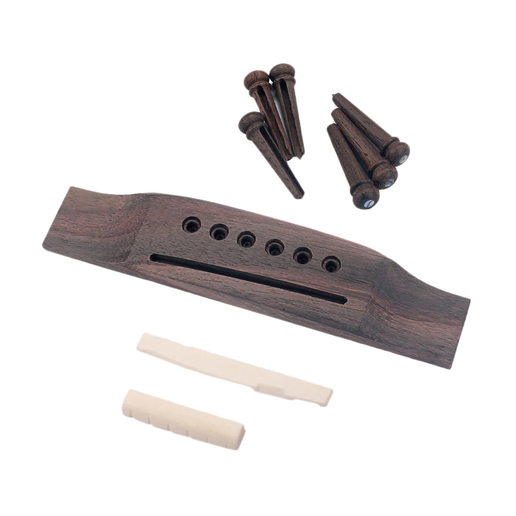 Acoustic Guitar Replacement Set Bridge End Pins Bone Saddle & Nut and wood Bridge Parts
Acoustic Guitar Replacement Set Bridge End Pins Bone Saddle & Nut and wood Bridge Parts