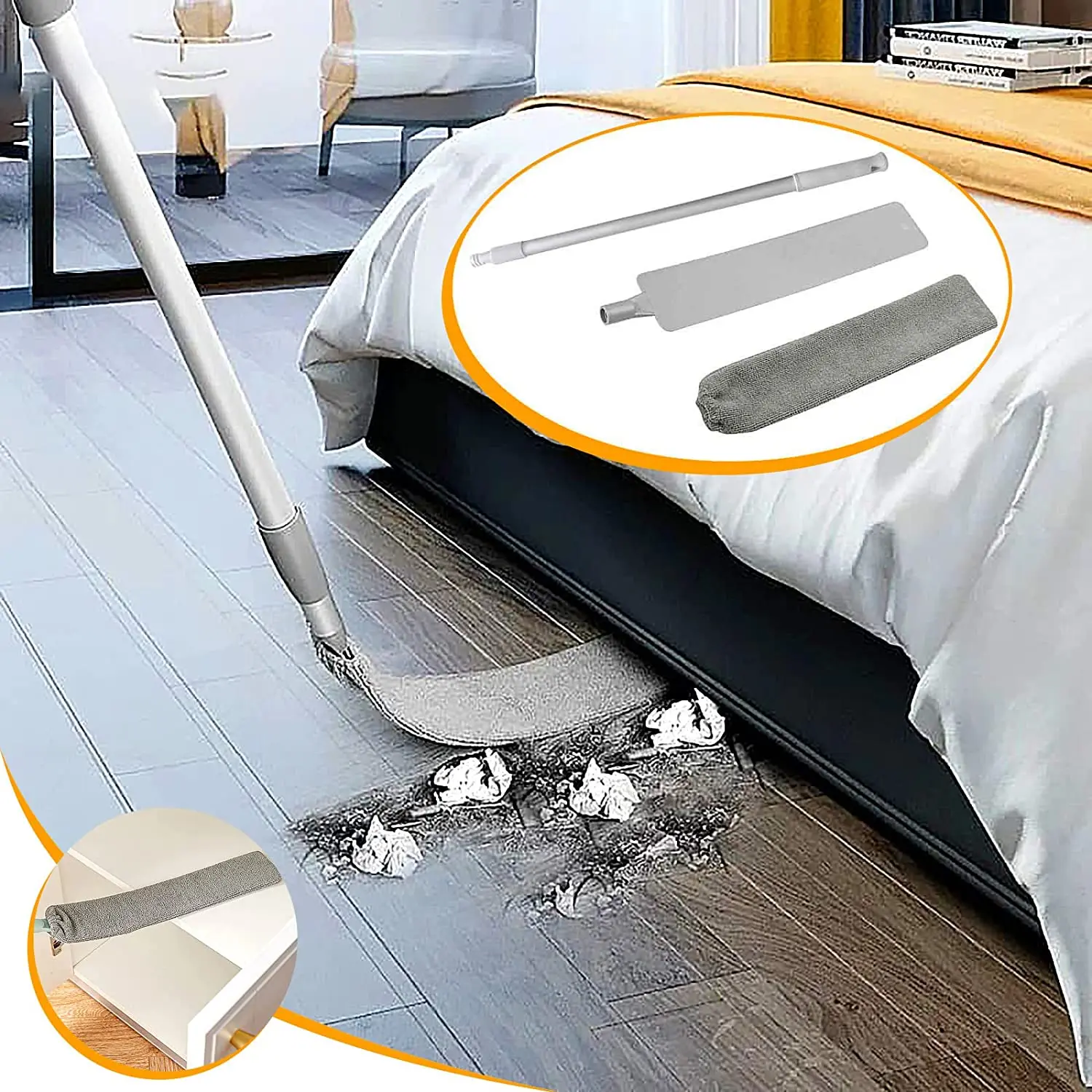 Removable and washable telescopic dust collector brush, microfiber dust brush, Household bedroom kitchen crevice (gray)
Removable and washable telescopic dust collector brush, microfiber dust brush, Household bedroom kitchen crevice (gray)