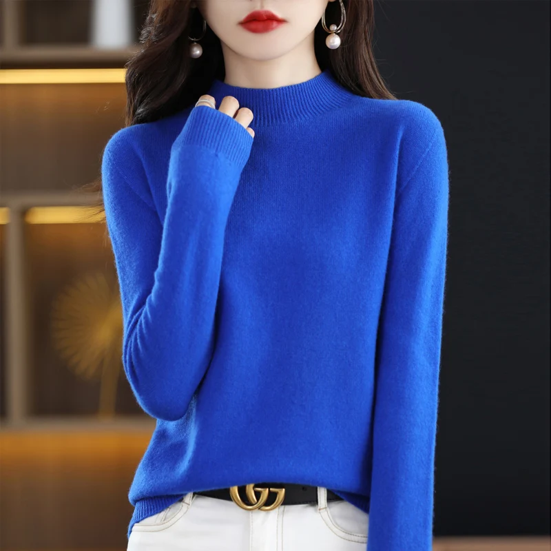 Long Sleeved Wool Women's Knitted Sweater 100% Merino Wool Autumn And Winter Standing Collar Top Pullover Basic Knitted Fabric
Long Sleeved Wool Women's Knitted Sweater 100% Merino Wool Autumn And Winter Standing Collar Top Pullover Basic Knitted Fabric
