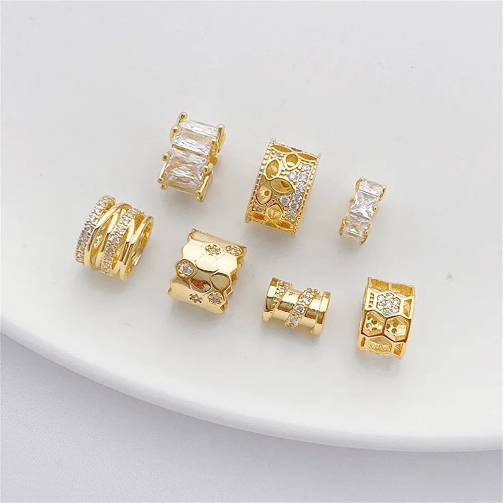 14K Gold Package Micro Inlaid Zircon Large Hole Road Tong Bucket Pendant Partition Bead DIY Handmade Bracelet Necklace Material
14K Gold Package Micro Inlaid Zircon Large Hole Road Tong Bucket Pendant Partition Bead DIY Handmade Bracelet Necklace Material