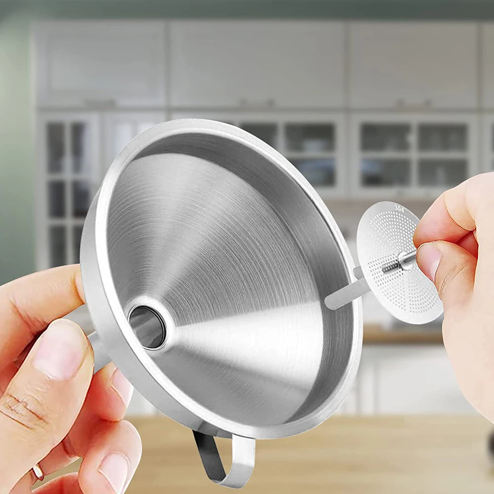 Stainless Steel Kitchen Funnel, Stainless Steel Slag Separation and Oil Leakage Filter Liquid Funnel Filter for Filling Bottles
Stainless Steel Kitchen Funnel, Stainless Steel Slag Separation and Oil Leakage Filter Liquid Funnel Filter for Filling Bottles