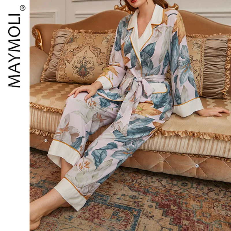 MAYMOLI Luxury Pajamas for Women Loose Comfortable Set Woman 2 Pieces Sleepwear Print Long Sleeve Pijama V-neck Clothes Ladies
MAYMOLI Luxury Pajamas for Women Loose Comfortable Set Woman 2 Pieces Sleepwear Print Long Sleeve Pijama V-neck Clothes Ladies