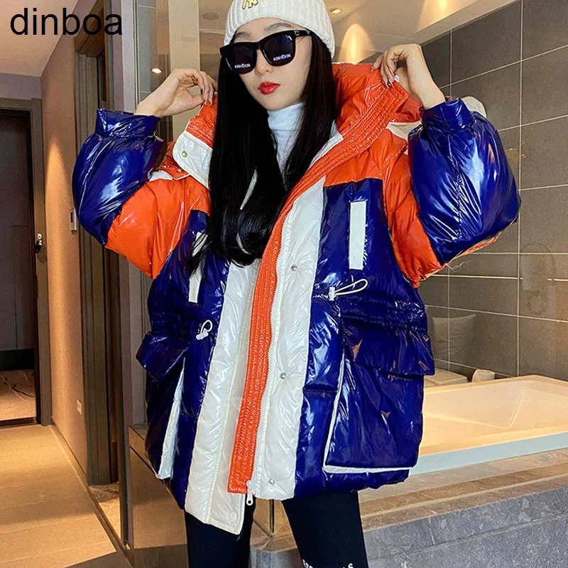 2022 Winter Down Jacket Women Glossy Down Cotton Padded Coat Orange/pink Stand Collar Warm Hooded Crop Top Parkas Female Outwear
2022 Winter Down Jacket Women Glossy Down Cotton Padded Coat Orange/pink Stand Collar Warm Hooded Crop Top Parkas Female Outwear