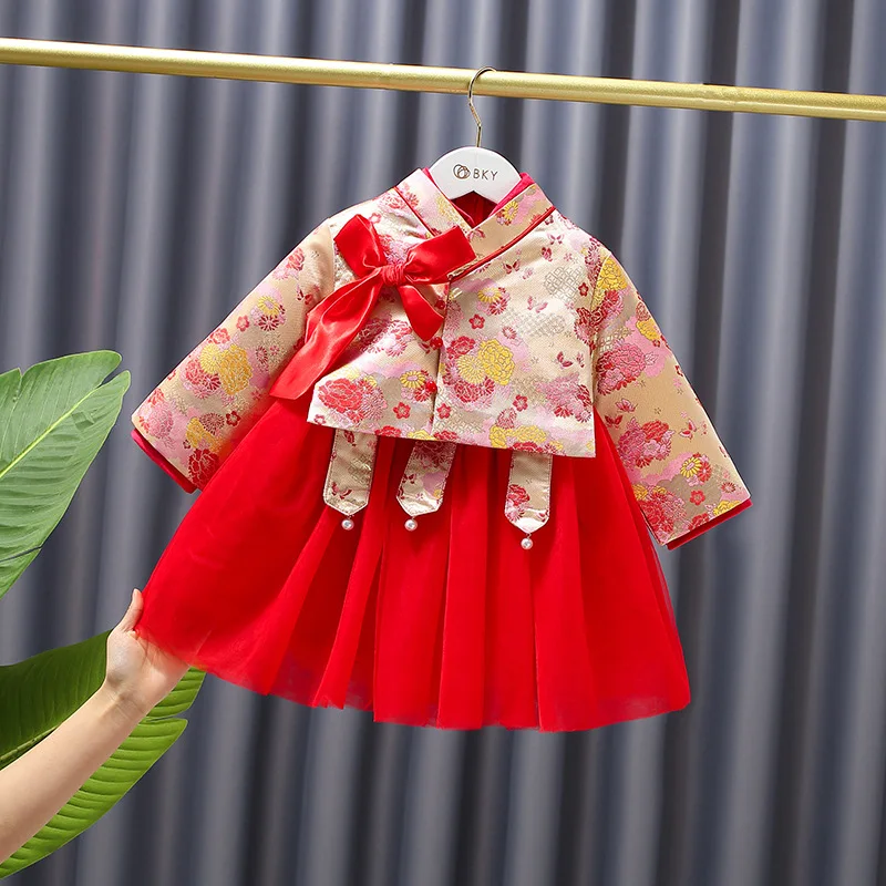 Children Girls Print Long Sleeve Red Korean Style Antique Winter New Year Dress Birthday Party Outfits 1-5 Years
Children Girls Print Long Sleeve Red Korean Style Antique Winter New Year Dress Birthday Party Outfits 1-5 Years