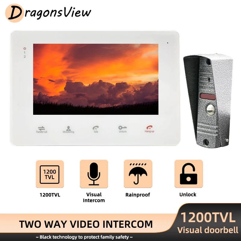 Видеодомофон DragonsView 7 дюймов для домашней безопасности 1200TVL, видеодомофон с датчиком движения, поддержкой разблокировки
Видеодомофон DragonsView 7 дюймов для домашней безопасности 1200TVL, видеодомофон с датчиком движения, поддержкой разблокировки