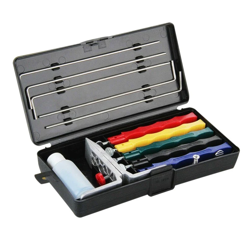 

Cutter Sharpener Deluxe 5 Whetstones Set Sharpening System Portable Durable Tool Home Kitchen Utensils Gadgets