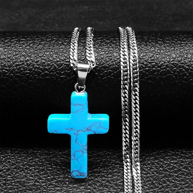 2023 Cross Stainless Steel Natural Stone Lapis Lazuli Statement Necklace Women Silver Color Necklaces jewelry gargantilla N20234
2023 Cross Stainless Steel Natural Stone Lapis Lazuli Statement Necklace Women Silver Color Necklaces jewelry gargantilla N20234