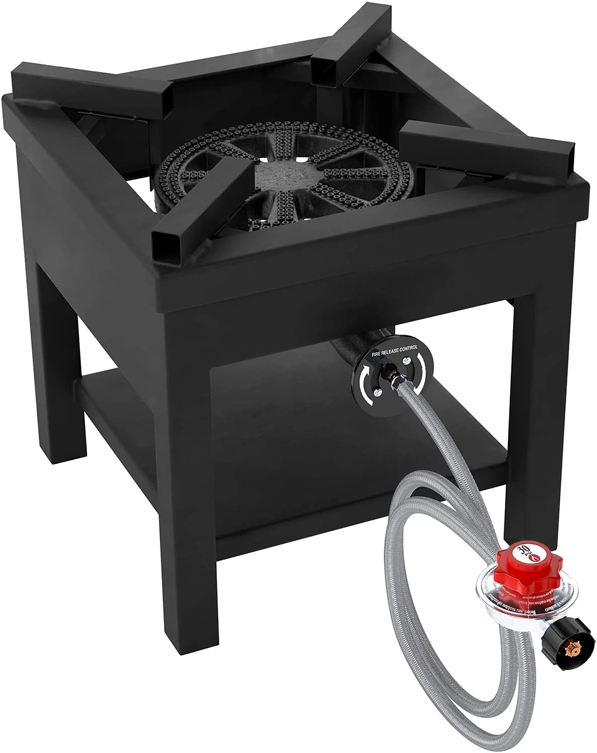 Rugged Propane Burner Cooker With 0-30 Psi Regulator With Steel Braided Hose For Outdoor Cooking, Turkey Fry, Black
Rugged Propane Burner Cooker With 0-30 Psi Regulator With Steel Braided Hose For Outdoor Cooking, Turkey Fry, Black