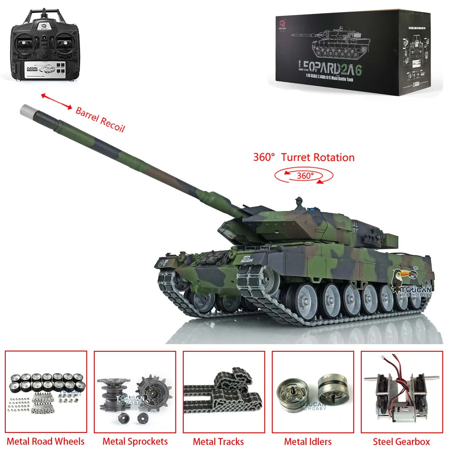 Американский склад Heng Long 1/16 7,0 Leopard2A6 RC Tank 3889 отдача ствола металлические треки W/ Rubbers TH17593-SMT1
Американский склад Heng Long 1/16 7,0 Leopard2A6 RC Tank 3889 отдача ствола металлические треки W/ Rubbers TH17593-SMT1