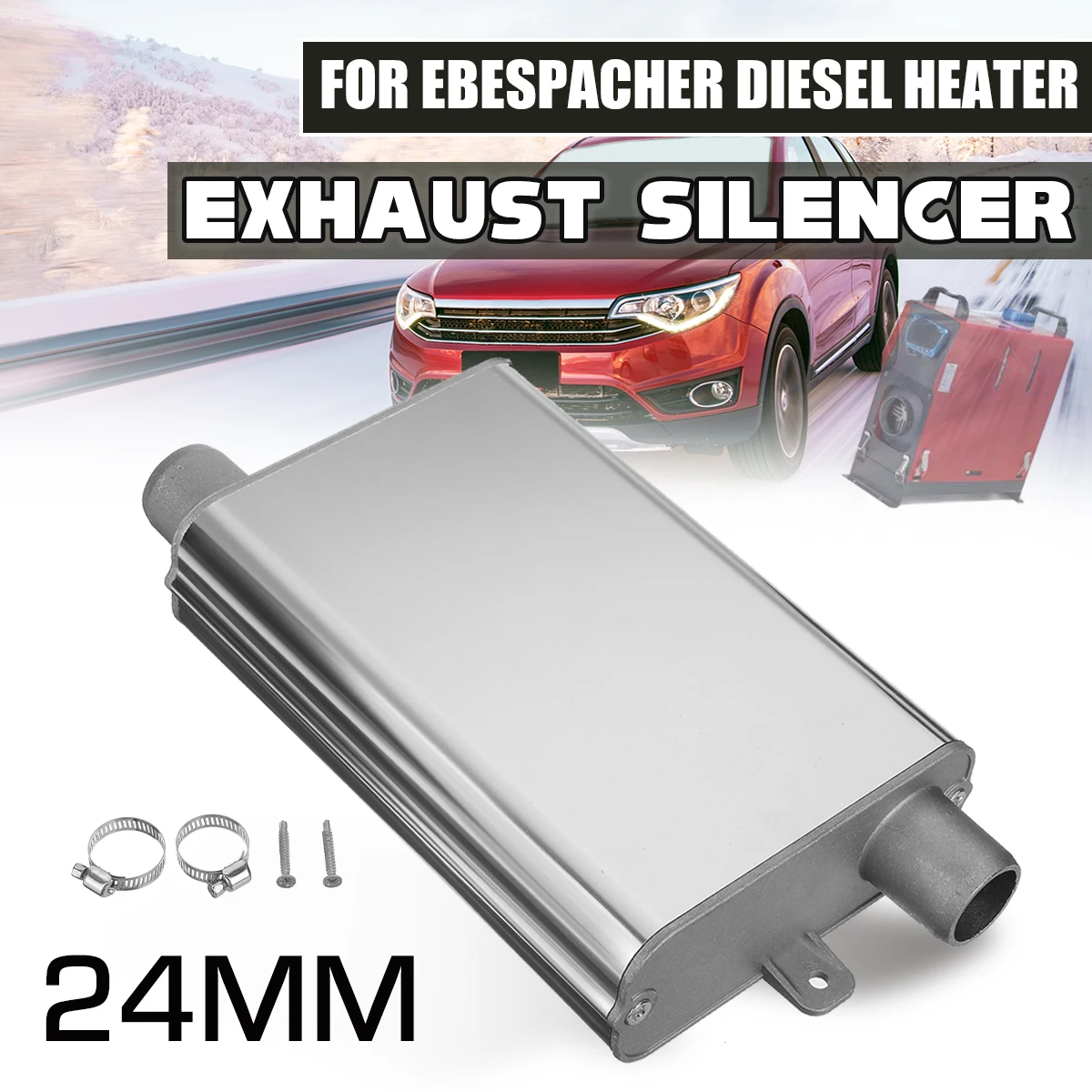 

24mm Exhaust Pipe Silencer Muffler Stainless Steel Set Clamps Bracket For Ebespacher Diesel Heater