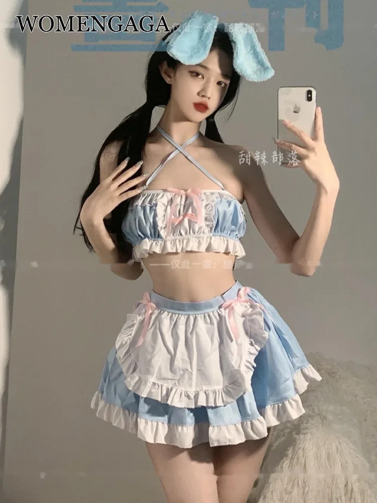 WOMENGAGA Lolita Style bule maid cute mini tank dress halter neck sweet hot sexy cosplay fashion korean women tops 2022 PZ27
WOMENGAGA Lolita Style bule maid cute mini tank dress halter neck sweet hot sexy cosplay fashion korean women tops 2022 PZ27