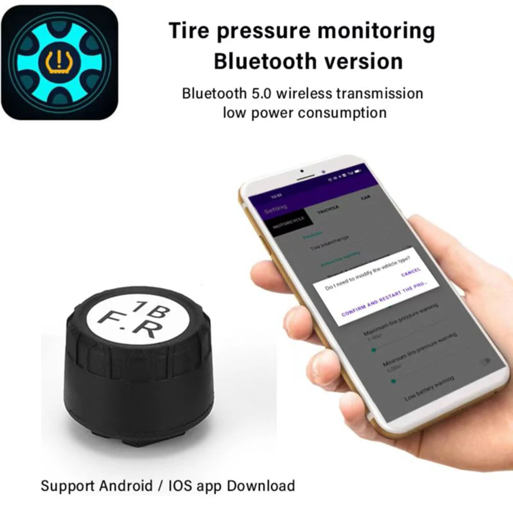 Датчик давления в шинах TPMS, Bluetooth-датчик давления в шинах с 2 внешними датчиками, гаечный ключ
Датчик давления в шинах TPMS, Bluetooth-датчик давления в шинах с 2 внешними датчиками, гаечный ключ