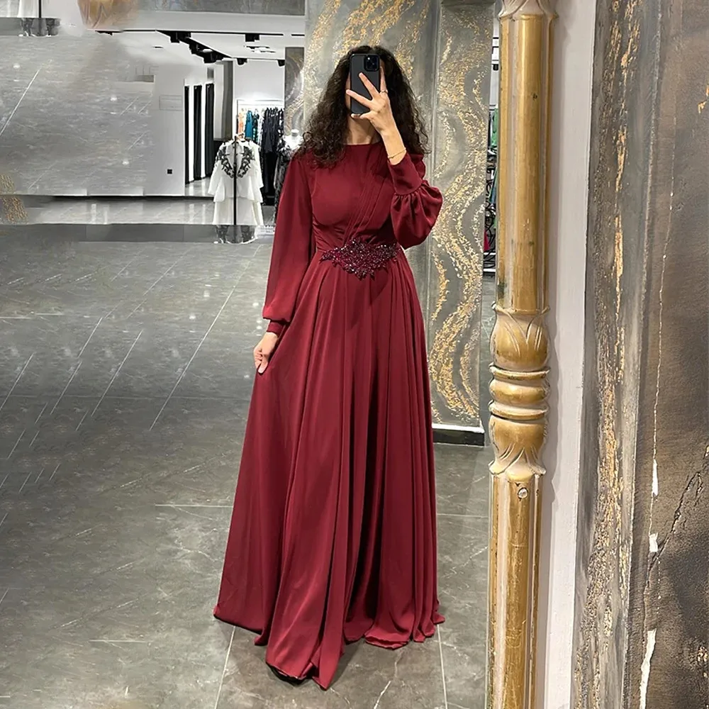 Fashionvane Crew Neck Prom Dresses Long Sleeves Beaded Sash Evening Dress Ruched A Line Wedding Guests Special Party Gowns
Fashionvane Crew Neck Prom Dresses Long Sleeves Beaded Sash Evening Dress Ruched A Line Wedding Guests Special Party Gowns