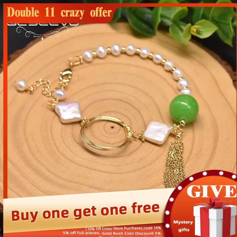 GLSEEVO Handmade Natural Fresh Water Pearl Jade Tassel Bracelets For Women Adjustable Bracelet Jewelry pulseira feminina GB0203
GLSEEVO Handmade Natural Fresh Water Pearl Jade Tassel Bracelets For Women Adjustable Bracelet Jewelry pulseira feminina GB0203