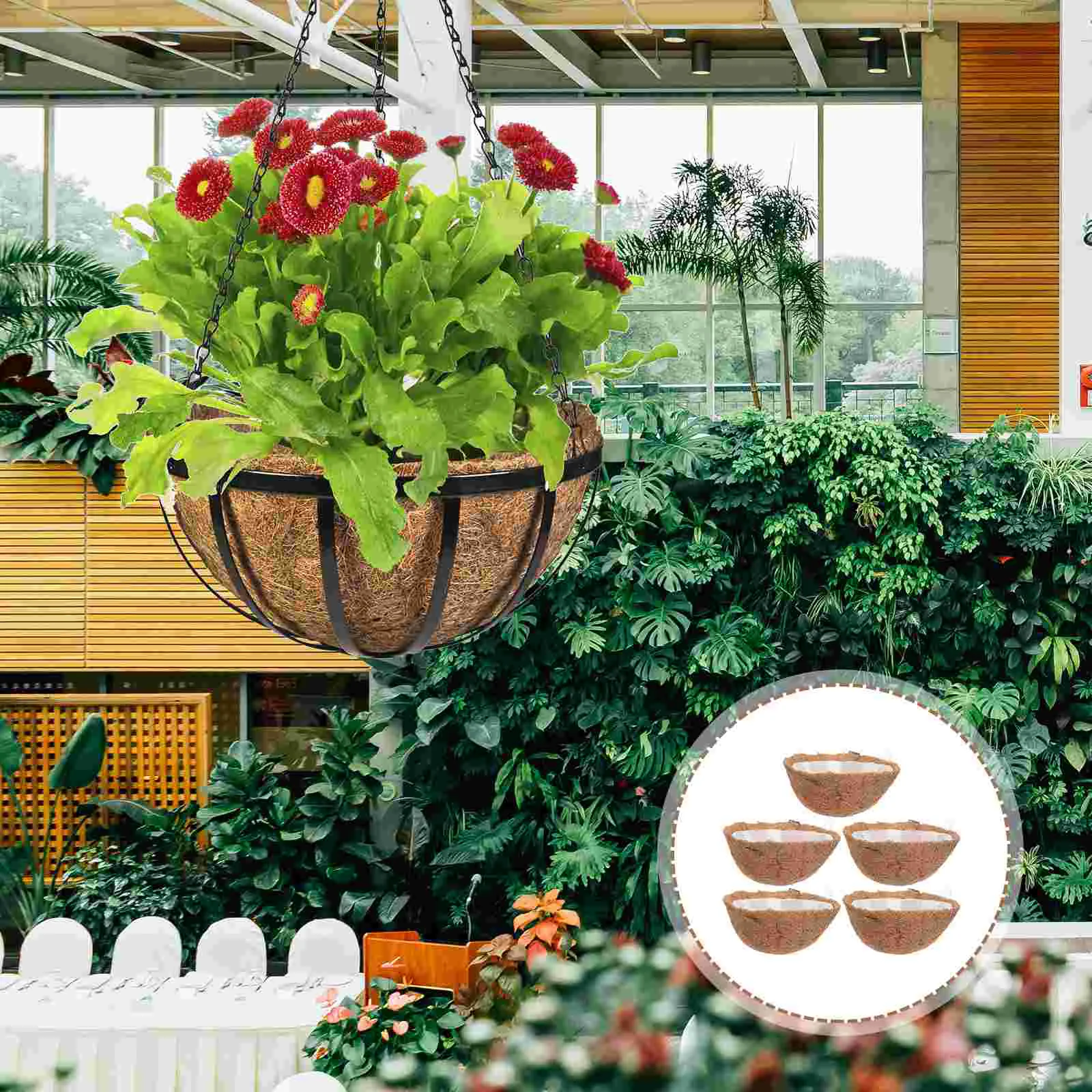 5 Sets Non-woven Coir Mat Half Ball Shape Coconut Liner Planter Basket Succulent Plants Natural Fiber Plastic Outdoor
5 Sets Non-woven Coir Mat Half Ball Shape Coconut Liner Planter Basket Succulent Plants Natural Fiber Plastic Outdoor