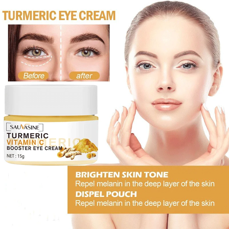

Turmeric Vitamin C Anti-Wrinkle Eye Cream Remove Dark Circles Fade Fine Lines Remove Eye Bag Puffiness Anti-Aging Firm Eye Care