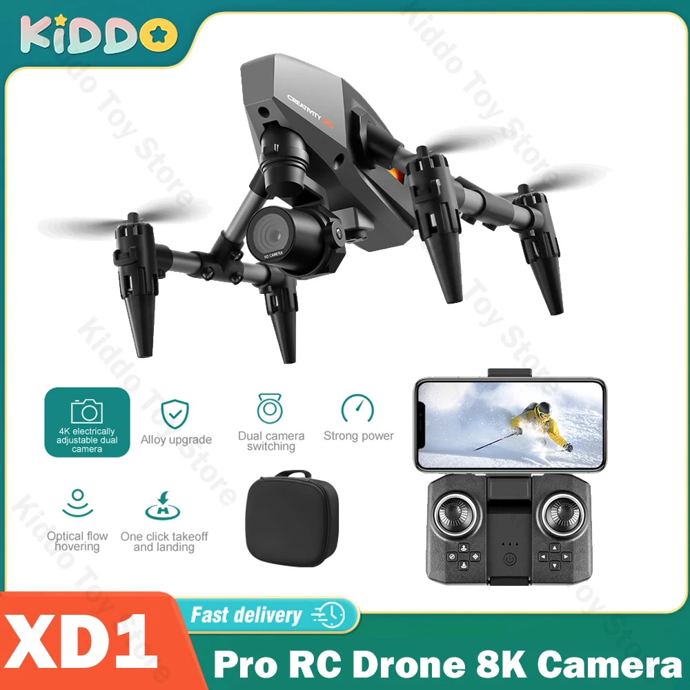 

Квадрокоптер XD1 Pro Mini RC с камерой 8K/6K/4K HD, Дрон с оптическим потоком, Радиоуправляемый вертолет с видом от первого лица, Wi-Fi, профессиональный, игрушки для мальчиков, 2023