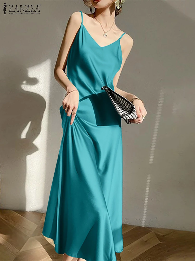 ZANZEA Sleeveless Solid Color Sundress Satin Straps Dress Women Summer Vintage Sexy Robe Holiday Party Elegant Casual Dresses
ZANZEA Sleeveless Solid Color Sundress Satin Straps Dress Women Summer Vintage Sexy Robe Holiday Party Elegant Casual Dresses