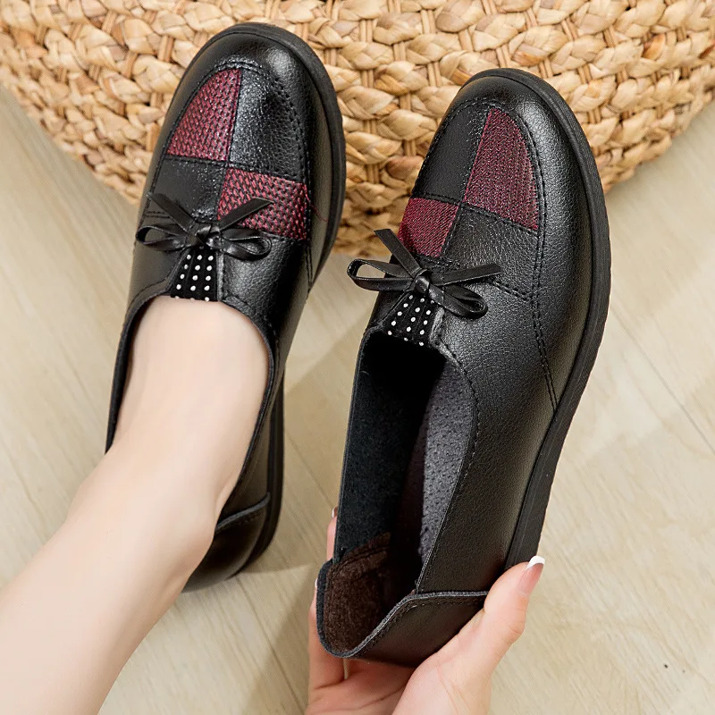 

Women Round Toe Bow Tie Ballet Flats Shoes Retro Loafers Women Slip on Light Flat Casual Shoes Moccasins Flat Shoes Mom Loafer