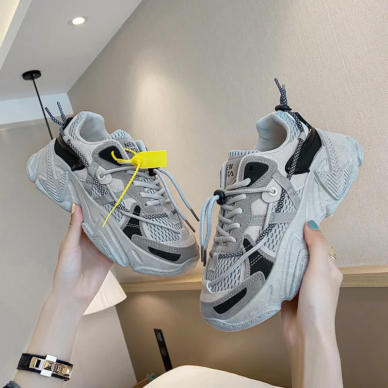 Chunky Sneakers Women Mesh Leather Platform Shoes Mixed Colors Lace-Up Lady Trendy Trainers Thick Sole Handmade
Chunky Sneakers Women Mesh Leather Platform Shoes Mixed Colors Lace-Up Lady Trendy Trainers Thick Sole Handmade