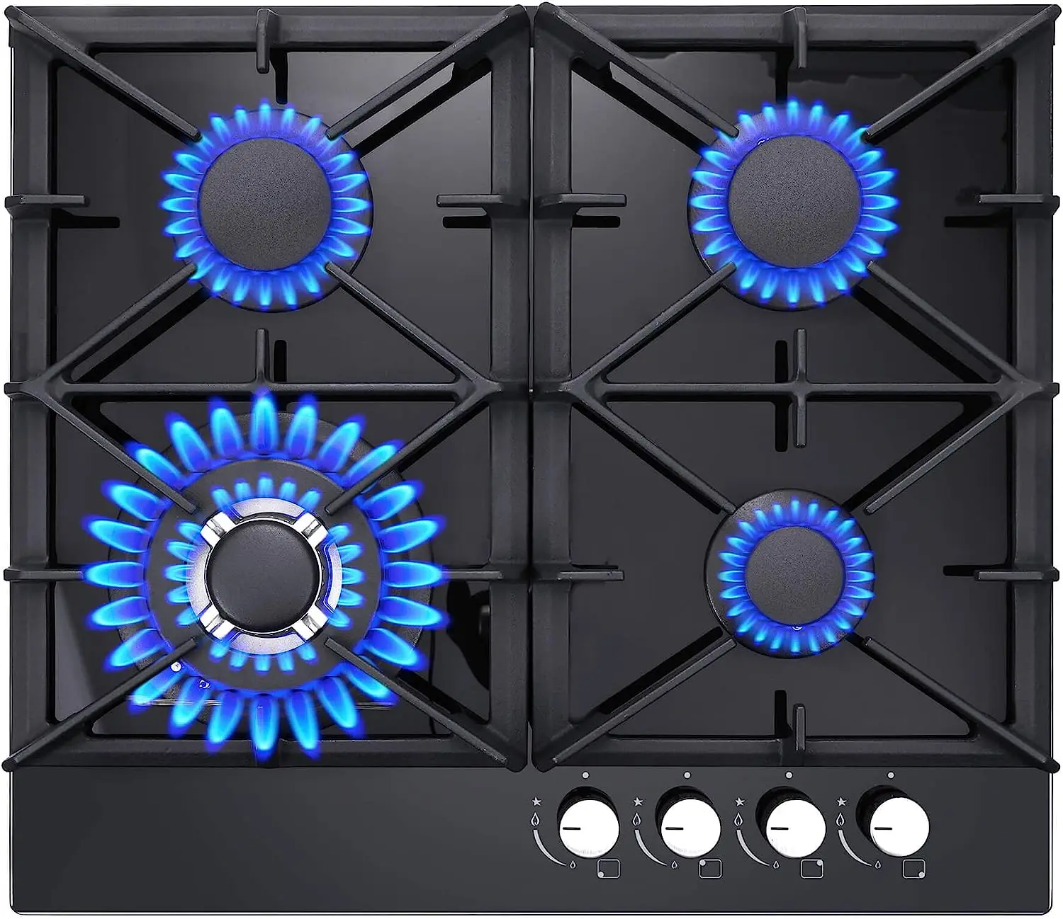 

Gas Stove Top 24 inch Eascookchef,24 inch Gas Cooktop 4 Burner,Black Tempered Glass Dual Burners Gas Countertop