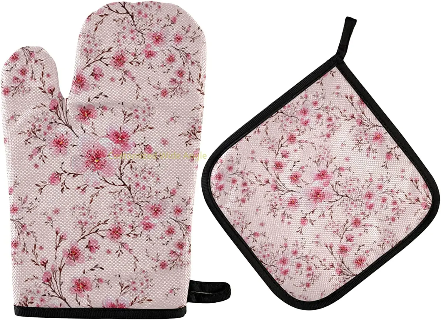 Pink Cherry Blossom Oven Mitts and Pot Holders Insulated Gloves & Kitchen Counter Safe Mats for Cooking BBQ Baking Grilling
Pink Cherry Blossom Oven Mitts and Pot Holders Insulated Gloves & Kitchen Counter Safe Mats for Cooking BBQ Baking Grilling