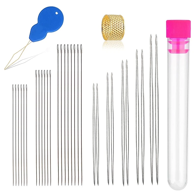 30 Pcs Beading Needles Set 5 Size 10 Pcs Big Eye Needles And 20 Pcs Long Straight Needles With Bottle For Easy Threading
30 Pcs Beading Needles Set 5 Size 10 Pcs Big Eye Needles And 20 Pcs Long Straight Needles With Bottle For Easy Threading