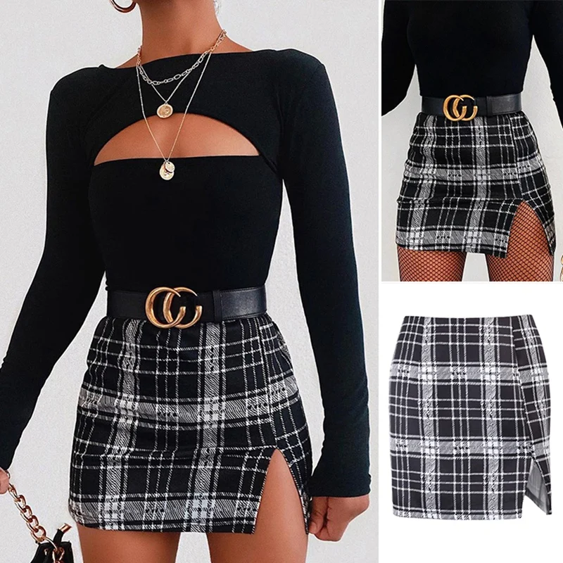 Female Plaid Skirt Half-Length Stitching A-Line Split Casual Cotton Yarn Skirt Black
Female Plaid Skirt Half-Length Stitching A-Line Split Casual Cotton Yarn Skirt Black