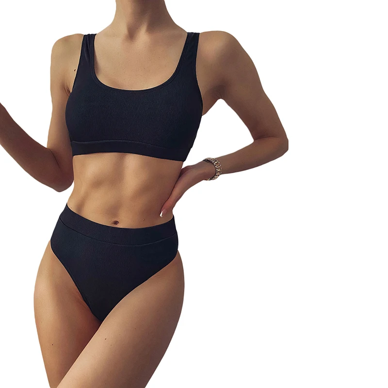 Women 2PCS Bikini Suit Sling U-Neck Plain Ribbed Push-Up Bra High Waist Triangle Panty Ladies Summer Beach Swimwear
Women 2PCS Bikini Suit Sling U-Neck Plain Ribbed Push-Up Bra High Waist Triangle Panty Ladies Summer Beach Swimwear