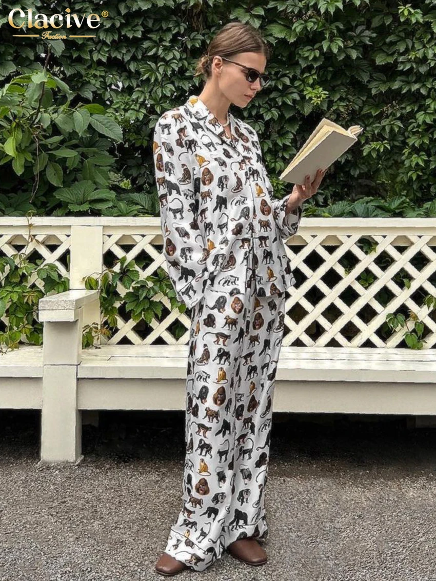 Clacive Casual Loose Print Home Suits Elegant High Waist Wide Pants Set Fashion Long Sleeve Shirt 2 Piece Sets Women Outfit 2023
Clacive Casual Loose Print Home Suits Elegant High Waist Wide Pants Set Fashion Long Sleeve Shirt 2 Piece Sets Women Outfit 2023
