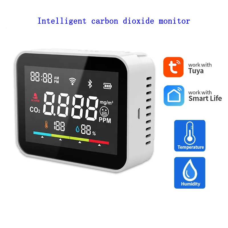 Graffiti Wifi Temperature and Humidity Sensor Intelligent Carbon Dioxide Monitor Air Quality Meter CO2 Detector USB Charging
Graffiti Wifi Temperature and Humidity Sensor Intelligent Carbon Dioxide Monitor Air Quality Meter CO2 Detector USB Charging