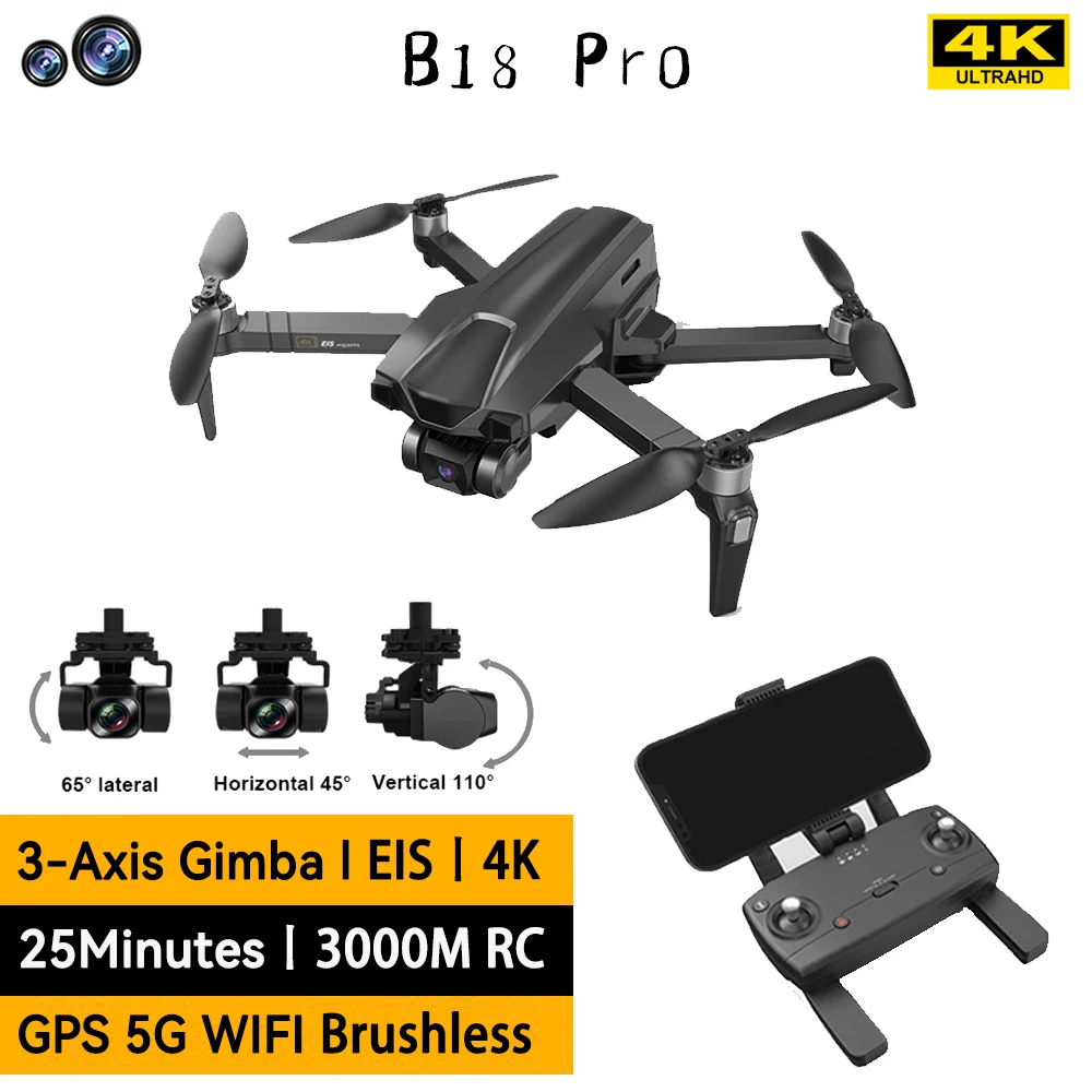 Megashine New B18pro 3-axis Gimbal Drone 3km Remote Control Distance Eix Anti-shake Professional Remote Control Aircraft Toys
Megashine New B18pro 3-axis Gimbal Drone 3km Remote Control Distance Eix Anti-shake Professional Remote Control Aircraft Toys