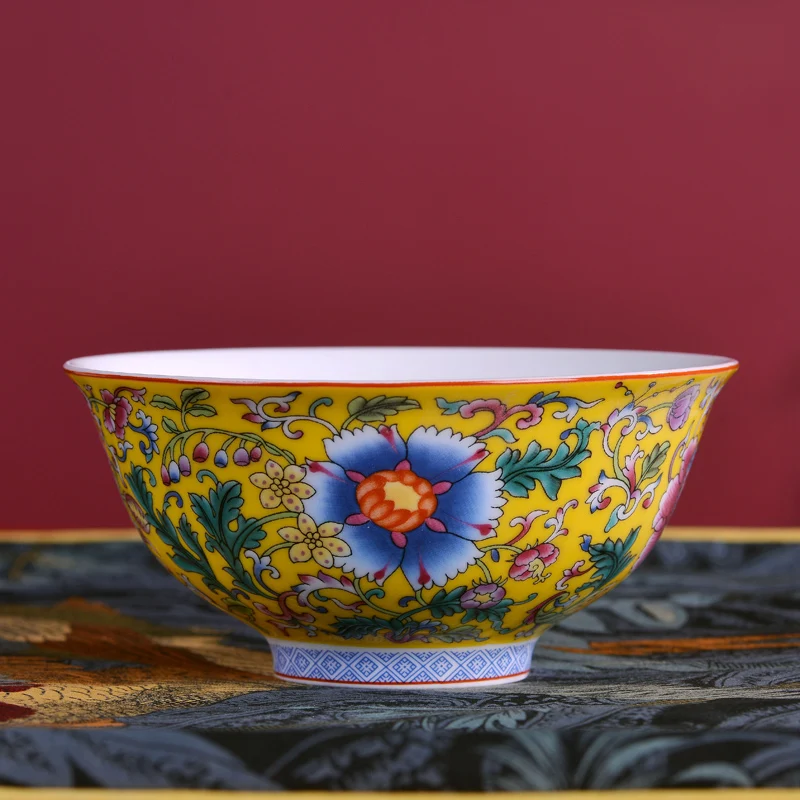 

4.7/5/6/7 inch Chinese Enamel Color Ceramic Bowl Antique Tableware Ramen Bowls Jingdezhen Porcelain Utensils Food Container Bowl