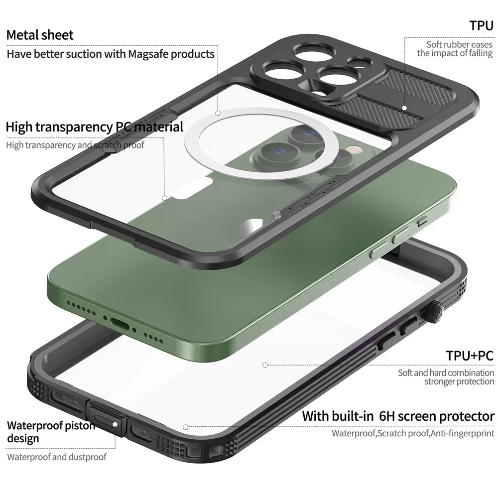 IP68 Swim Run Outdoor Sports Waterproof 360 Full Protection Cover For i 14 Case Full Case Funda For i 14 Plus 14 Pro Max Case
IP68 Swim Run Outdoor Sports Waterproof 360 Full Protection Cover For i 14 Case Full Case Funda For i 14 Plus 14 Pro Max Case