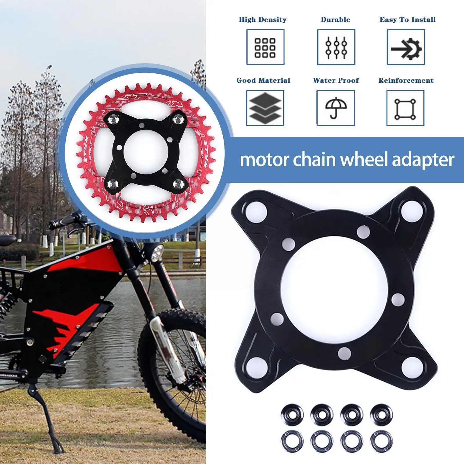 104/130BCD Mid Motor Spider Chain Ring Adapter Bafang BBS01 Chainring Bike BBS02 Electric Chain Spider Motor Adapter Ring V4J0
104/130BCD Mid Motor Spider Chain Ring Adapter Bafang BBS01 Chainring Bike BBS02 Electric Chain Spider Motor Adapter Ring V4J0