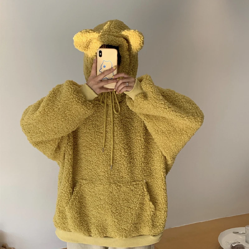 Women Korean Style Students Plus Size Hooded Pullover 2021 Oversized Hoodies Tops Winter Warm Wool Bear Ear Hooded Sweatshirt
Women Korean Style Students Plus Size Hooded Pullover 2021 Oversized Hoodies Tops Winter Warm Wool Bear Ear Hooded Sweatshirt