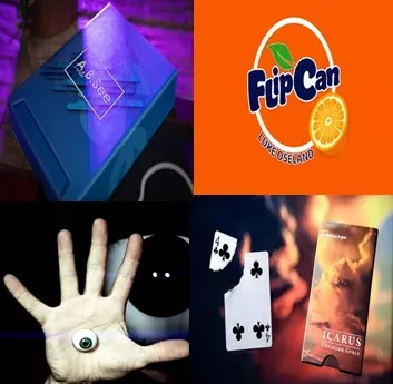 A.B.See by Spidey | Icarus by Christian Grace | All Seeing Eye by Dan Harlan | FlipCan by Luke Oseland -Magic tricks 
A.B.See by Spidey | Icarus by Christian Grace | All Seeing Eye by Dan Harlan | FlipCan by Luke Oseland -Magic tricks
