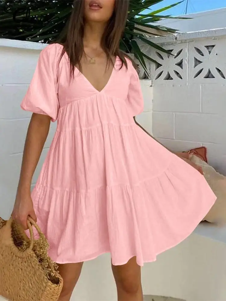 2023 Summer V Neck Short Robe Women Mini Dresses Fashion Puff Short Sleeve Sundress Vintage Multilayer Stitching Vestidos
2023 Summer V Neck Short Robe Women Mini Dresses Fashion Puff Short Sleeve Sundress Vintage Multilayer Stitching Vestidos