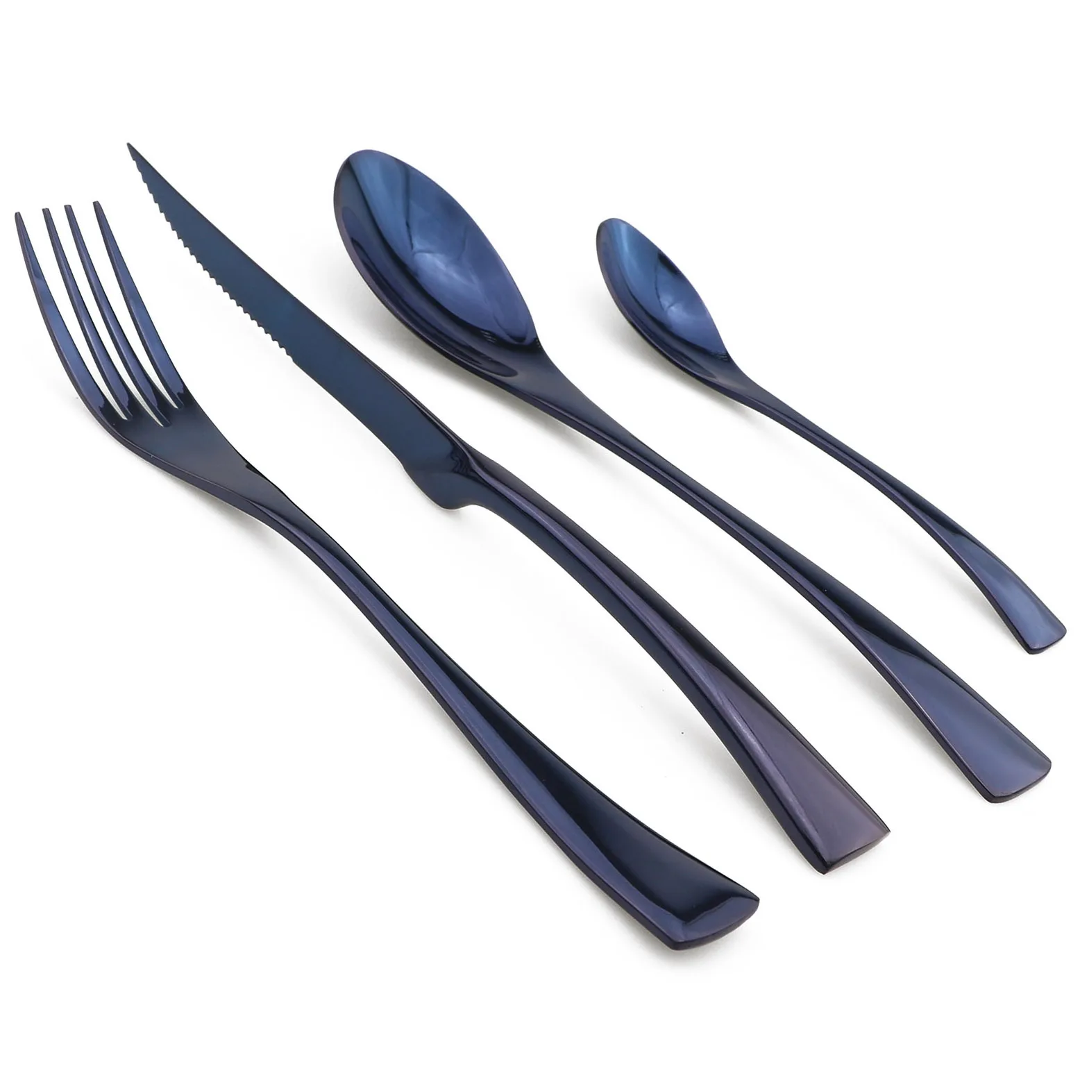 

Multi-color Steak Dinner Knife Stainless Steel Black Blue Rose Cutlery Set Dinnerware Forks Tableware Silverware Sets 4Pcs/Lot