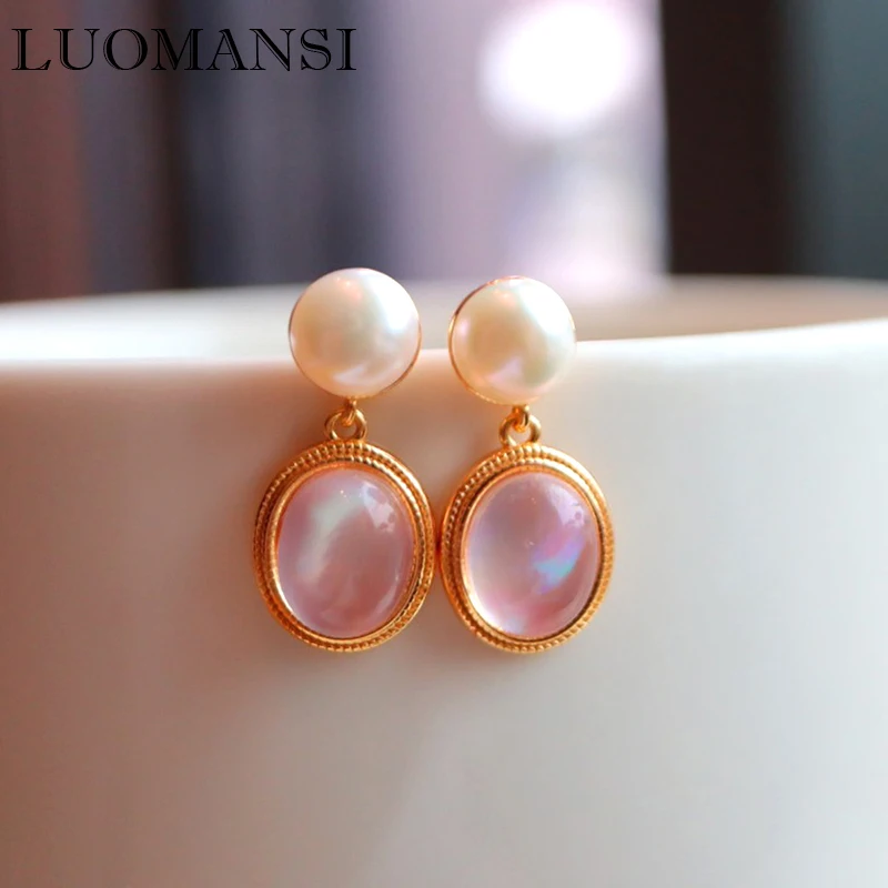 Luomansi Egg Shape Natural Shell Crystal Earrings 100%-S925 Silver Jewelry Wedding Party Commemorative Birthday Gift
Luomansi Egg Shape Natural Shell Crystal Earrings 100%-S925 Silver Jewelry Wedding Party Commemorative Birthday Gift