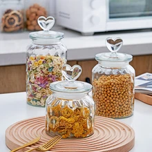 Transparent Sealed Jar Glass Bottle Kitchen Storage Box Food Grade Transparent Jar Miscellaneous Grain Snack Tea Storage Jar