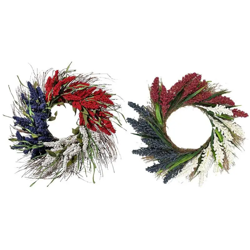 

4th Of July Wreath Patriotic Decorations Handmade Multi-colored Wreaths For Front Door Decoratingseasonal Displays