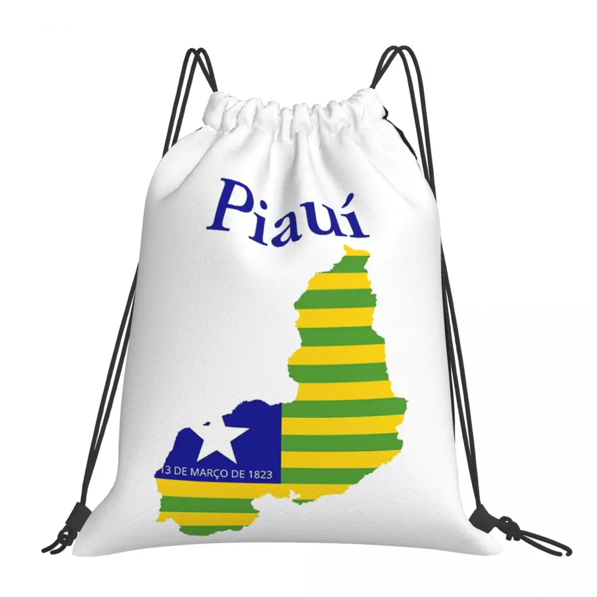 

Drawstring Bags Gym Bag Piaui State Map Flag Brazil Unique Backpack R282 Field pack Funny Novelty