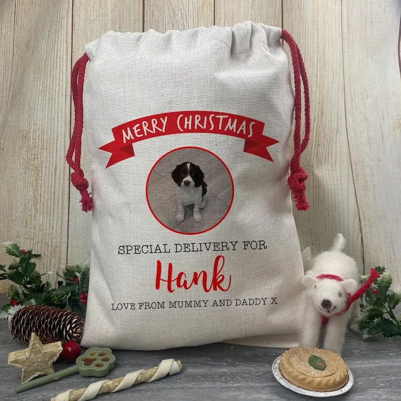 Personalised Photo Dog Santa Sack, Christmas Treat Bag, Christmas Sack, Pet Santa Sack, Christmas Eve Sack
Personalised Photo Dog Santa Sack, Christmas Treat Bag, Christmas Sack, Pet Santa Sack, Christmas Eve Sack