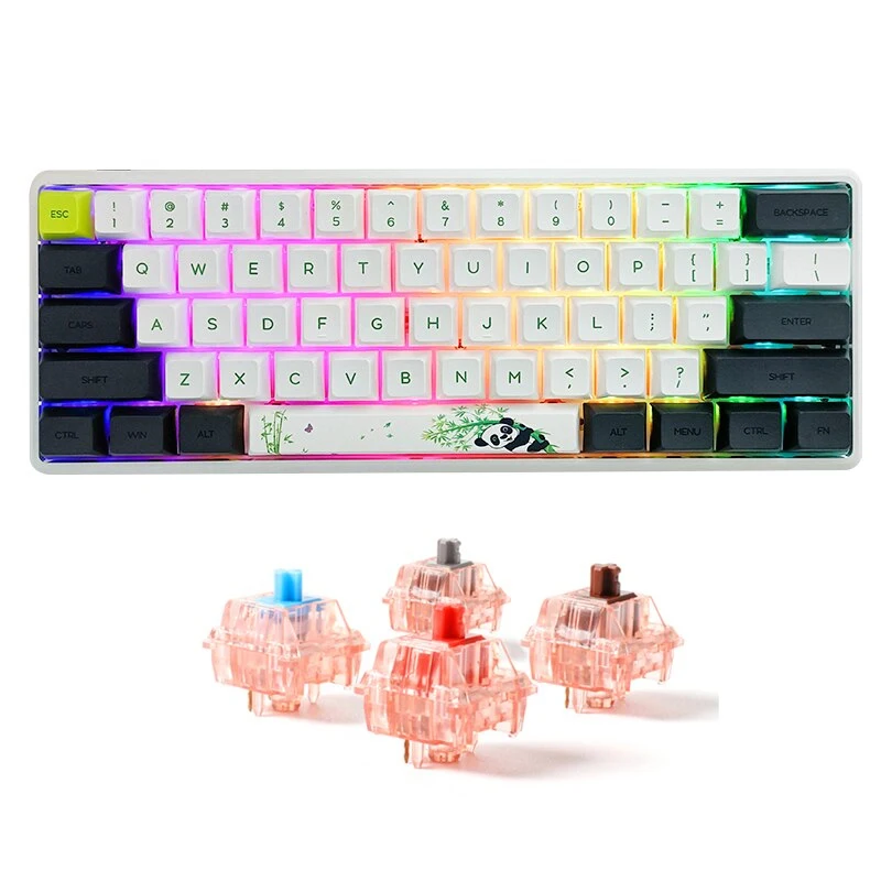 Lite Gasket USB Wired RGB Backlit Gamer Mechanical Keyboard GK61 61 Key PBT Sublimation Panda Keycap Bluetooth Keyboard 
Lite Gasket USB Wired RGB Backlit Gamer Mechanical Keyboard GK61 61 Key PBT Sublimation Panda Keycap Bluetooth Keyboard