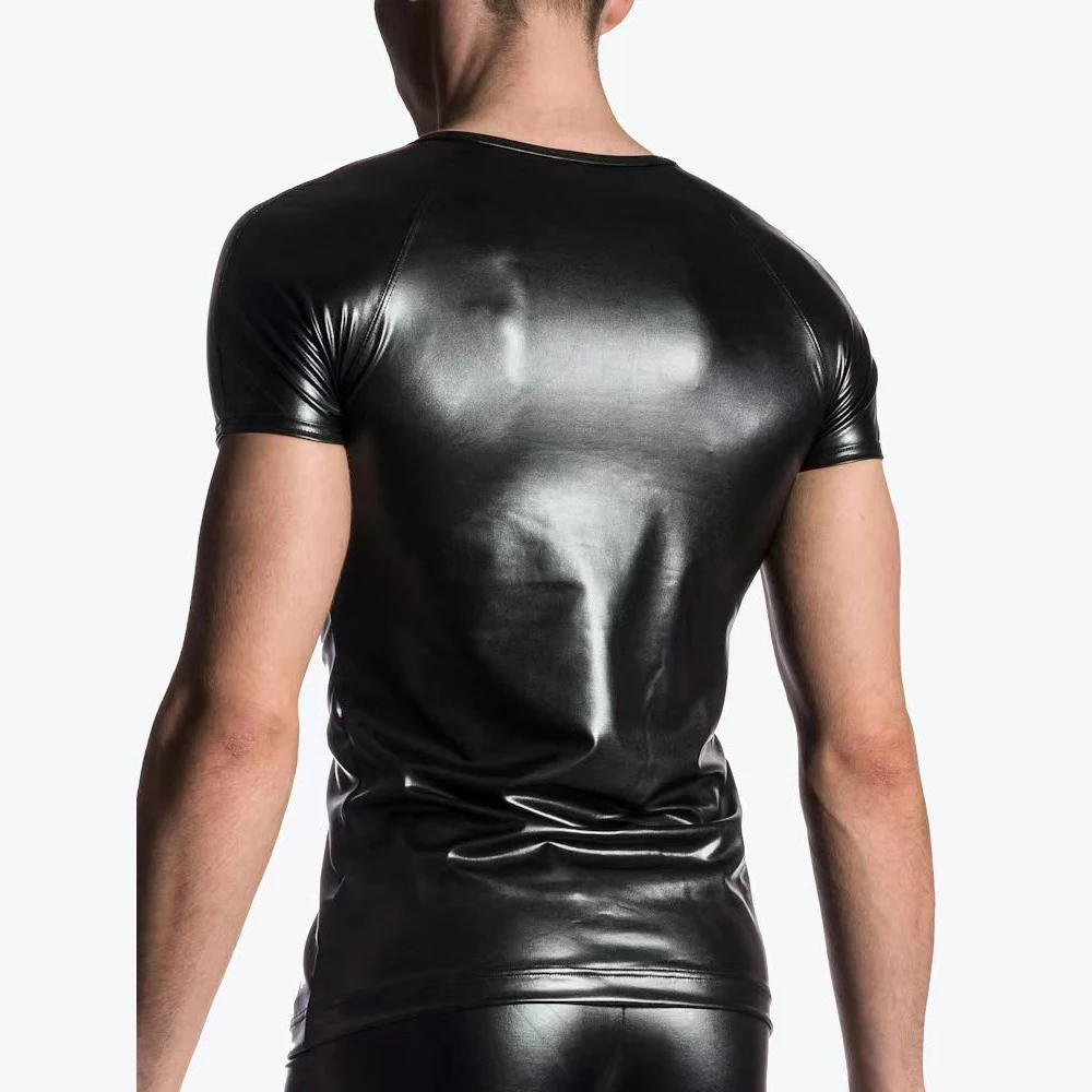 Men Stretch Bright Faux Leather T-shirt Men Role Sexy Games Cosplay Uniform Night Tight Tops Shirt PU Wet-Look Tee Slim Top
Men Stretch Bright Faux Leather T-shirt Men Role Sexy Games Cosplay Uniform Night Tight Tops Shirt PU Wet-Look Tee Slim Top