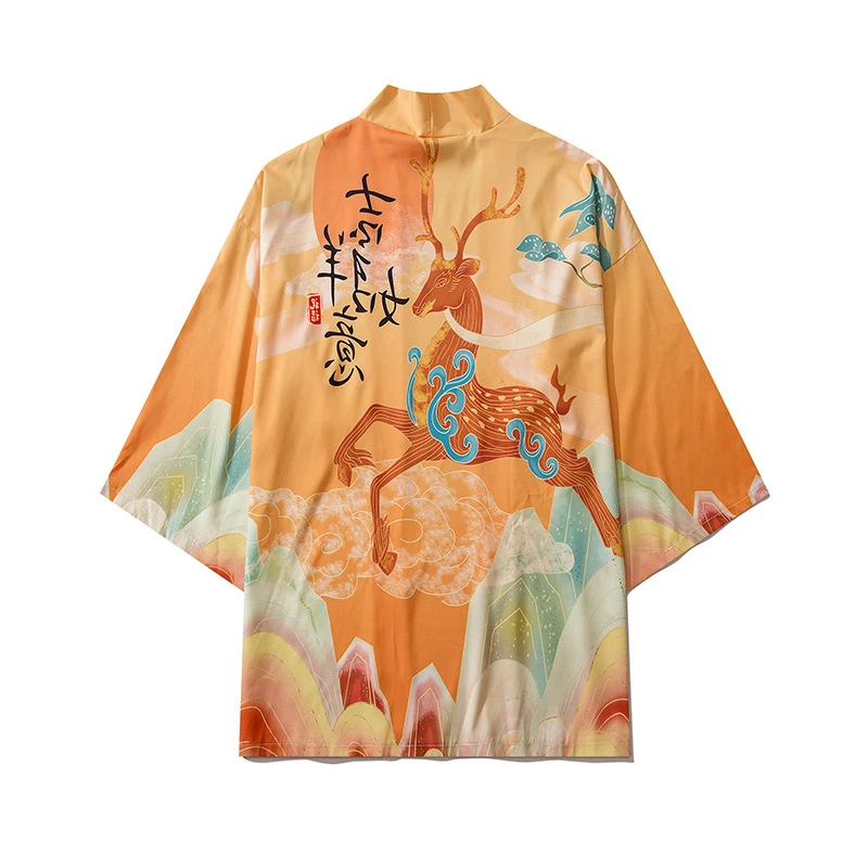 Summer Vintage Pattern Kimono Cardigan Jackets Men's Sika Deer Print Harajuku Japanese Haori Top Shirts Kimonos Women Streetwear
Summer Vintage Pattern Kimono Cardigan Jackets Men's Sika Deer Print Harajuku Japanese Haori Top Shirts Kimonos Women Streetwear